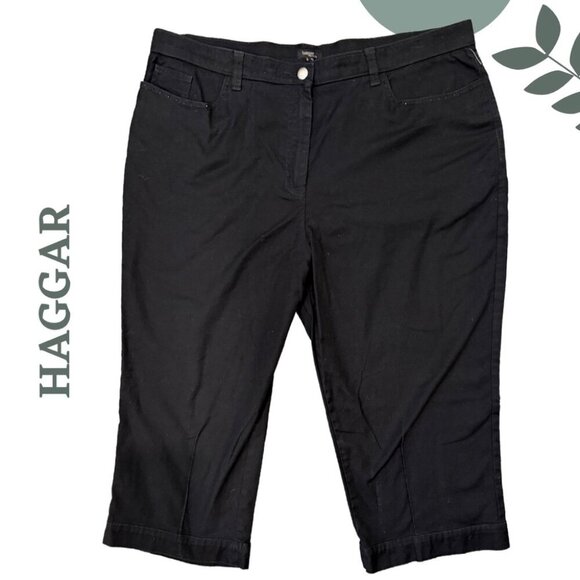 Haggar Pants - Classic Black Stretch Capris by Haggar | Mid Rise Cropped Pant Size 16P